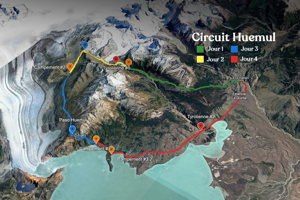 Circuit Huemul Patagonie map